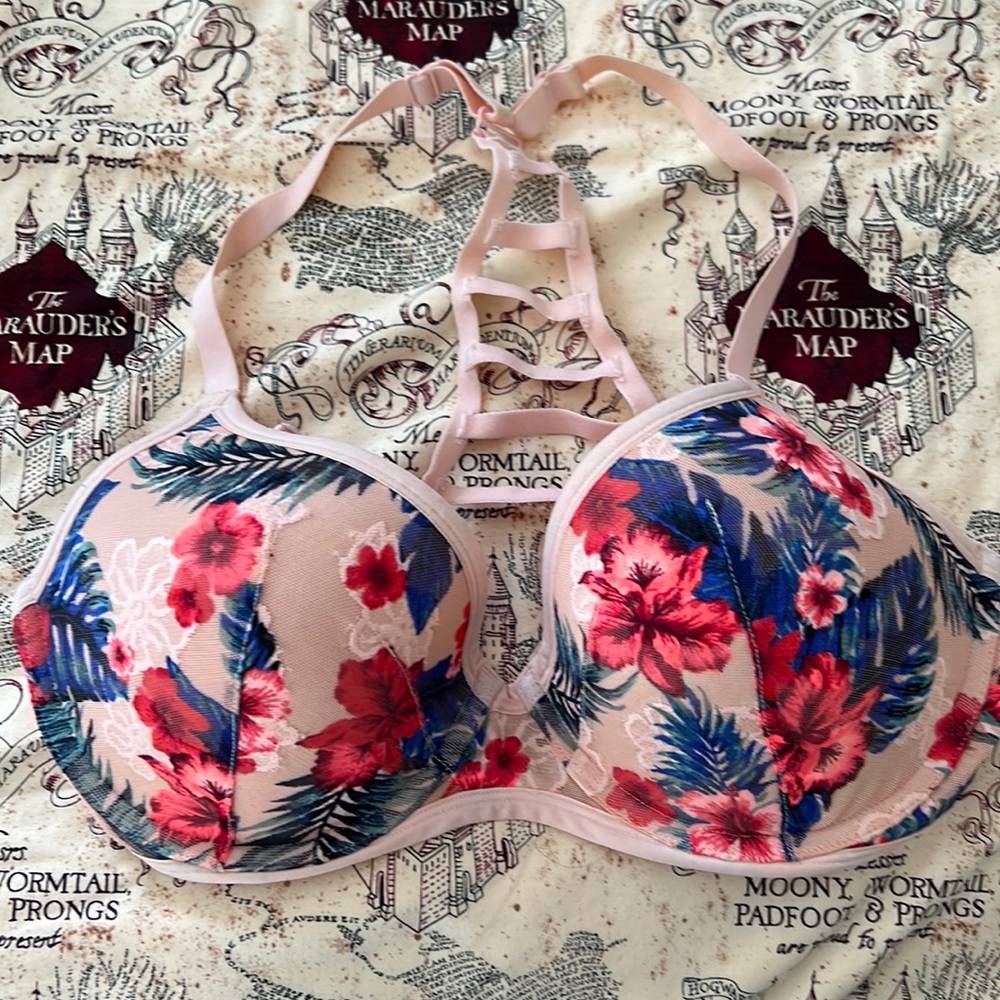 Hawaiian floral wire bra - EUC